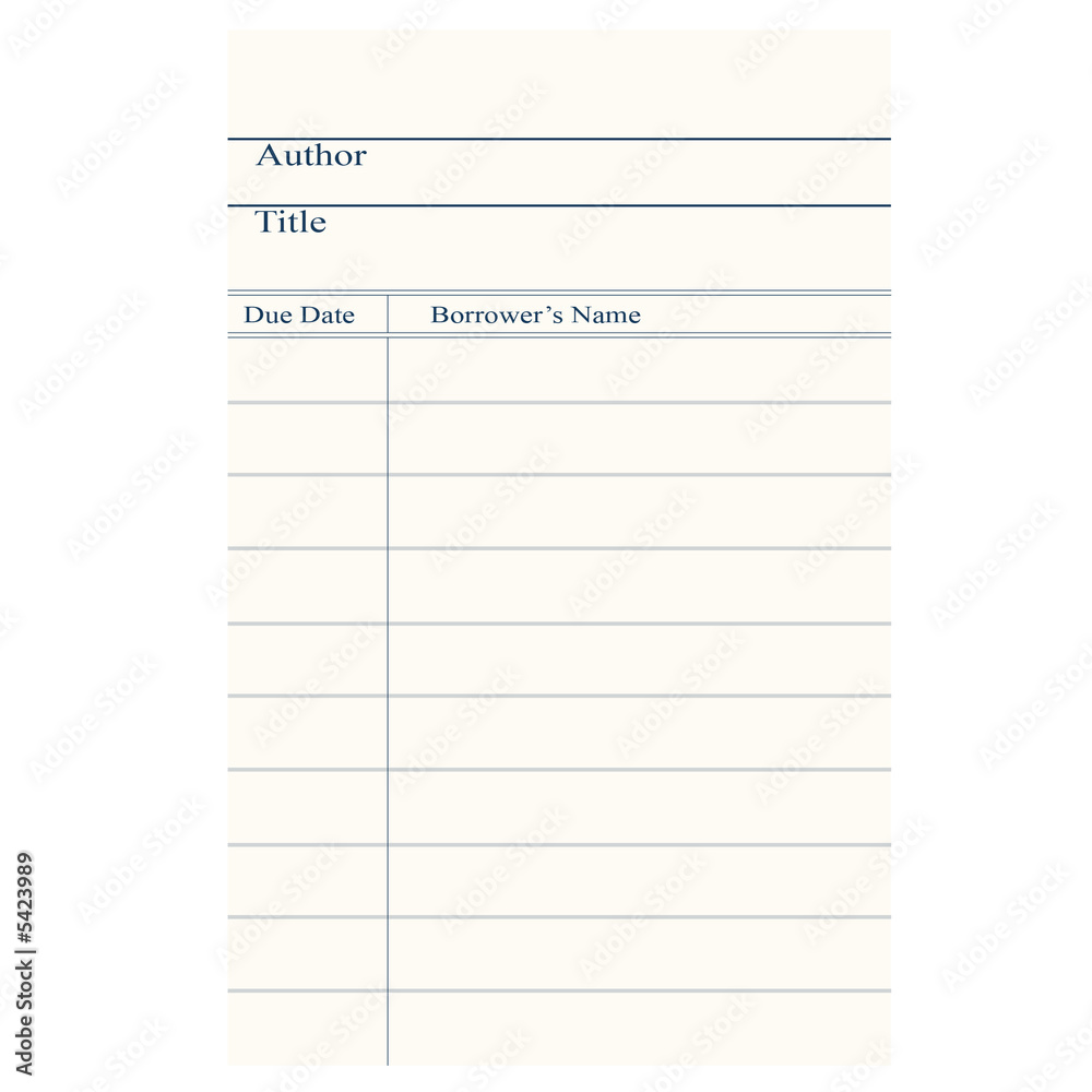 Blank library card
