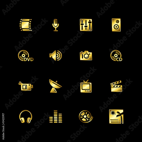 Gold media icons