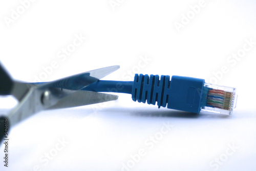 Scissors cuting LAN cable - get wireless photo