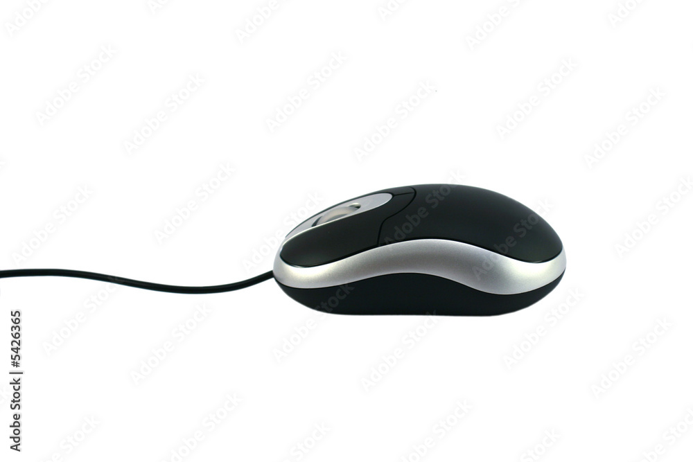 Black - silver notebook mouse on white background isolated. Black - silver notebook mouse on white background isolated.