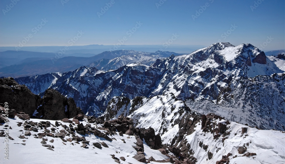View from the top of the mt Toubkal. Morocco. High-Atlas.