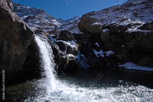 Waterfall on the way to the mt Toubkal. Morocco. High-Atlas.