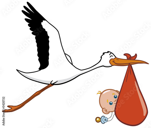 Stork and baby