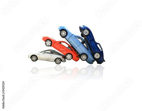 Toy cars on white