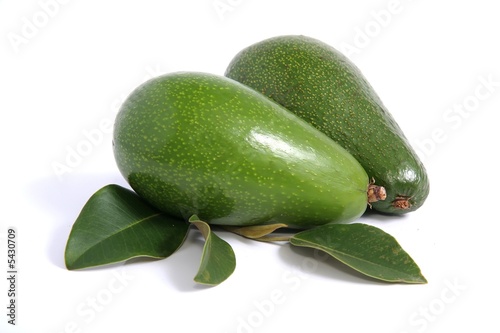 Avocado Pears on White Background