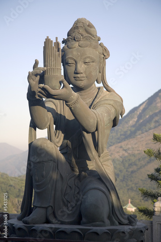 Worshipper of the Big Buddha statue on Lantau Island, Hong Kong