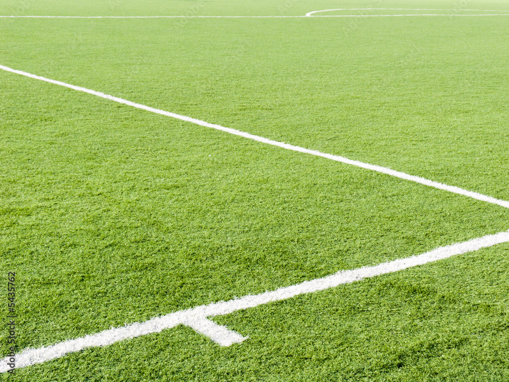 Obraz premium Field for game in football with a green grass and white lines