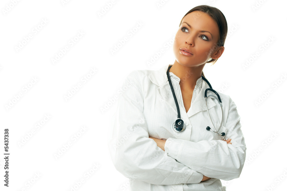 20-25 years old beautiful female doctor isolates on white 20-25 years old beautiful female doctor isolates on white