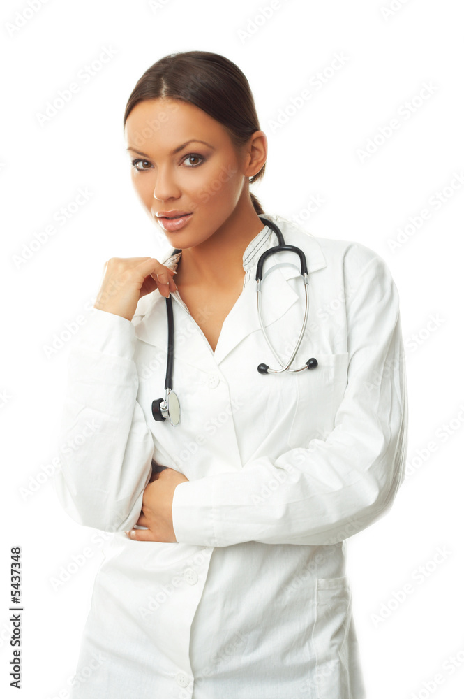 20-25 years old beautiful female doctor isolates on white 20-25 years old beautiful female doctor isolates on white