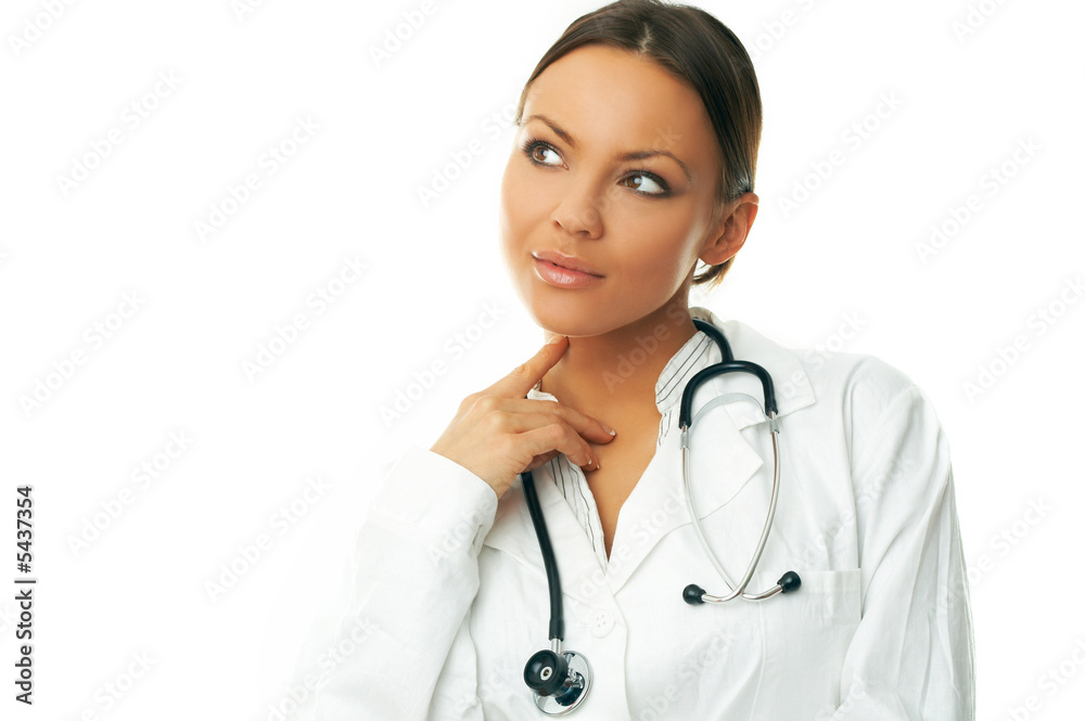 20-25 years old beautiful female doctor isolates on white 20-25 years old beautiful female doctor isolates on white