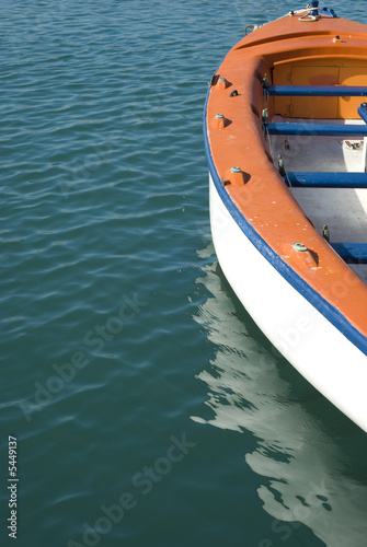 Boat rowing on mediterranean sea