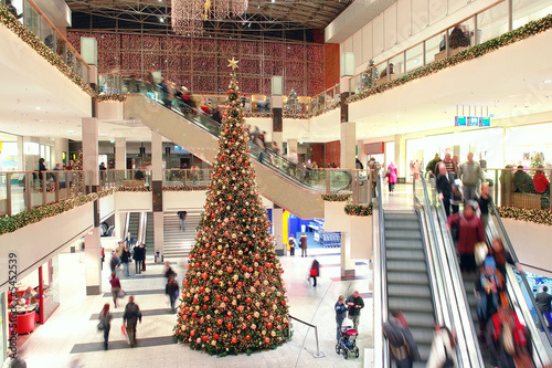 Giant Christmas tree in shopping mall