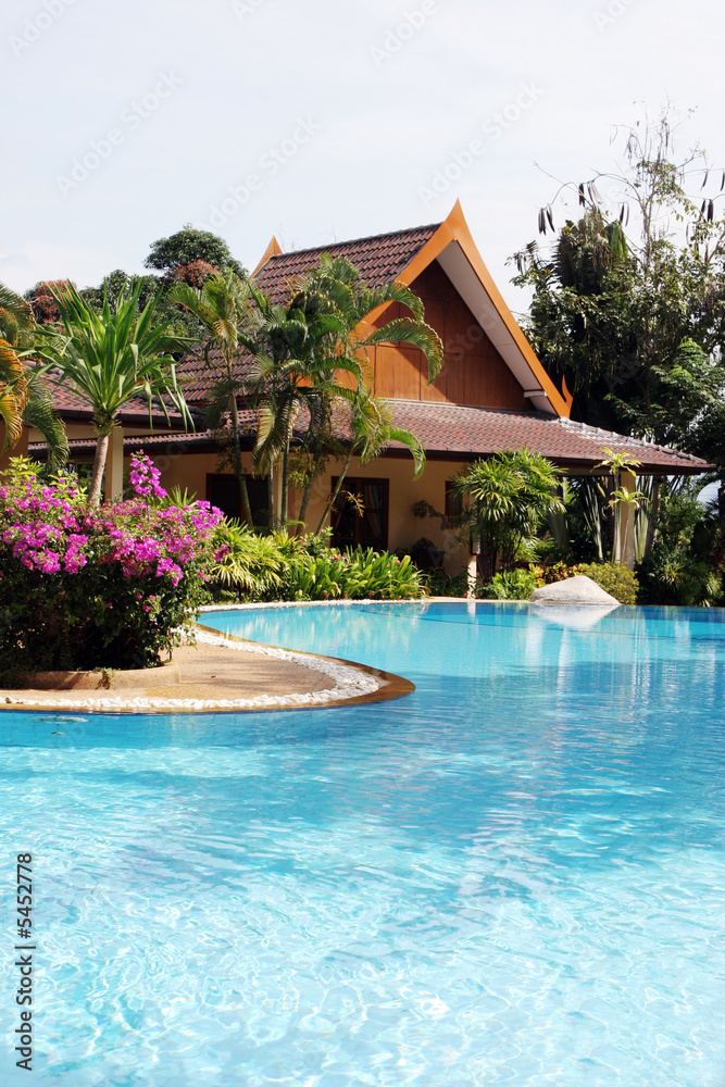 Tropical spa resort with pool in Phuket, Thailand.