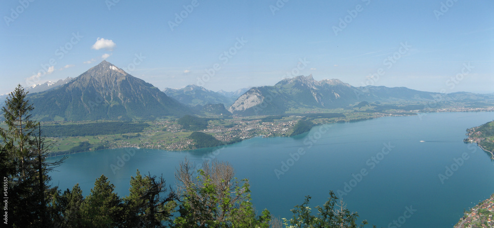Swiss Alps Landscape, Lake and Mountains 