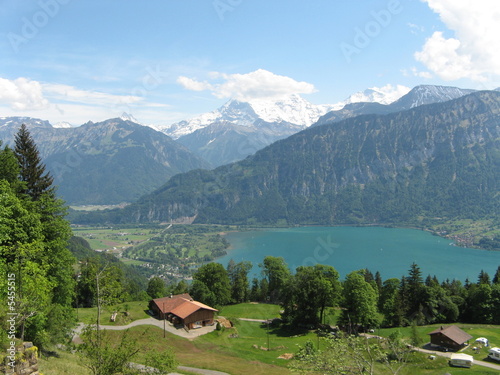 Swiss Alps Landscape, Lake and Mountains