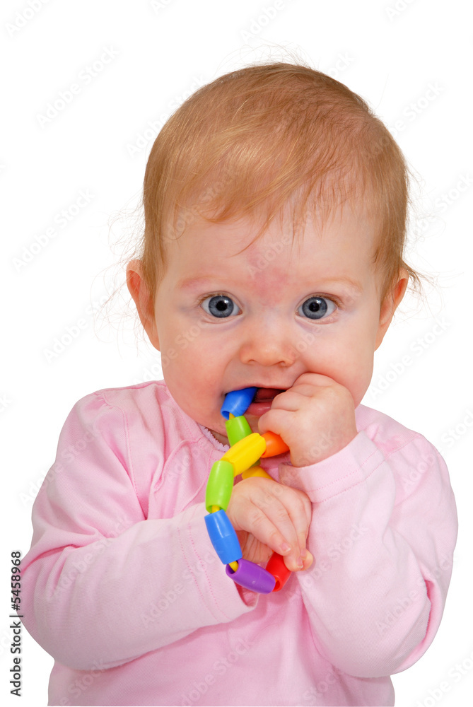 Baby with teething ring Baby with teething ring