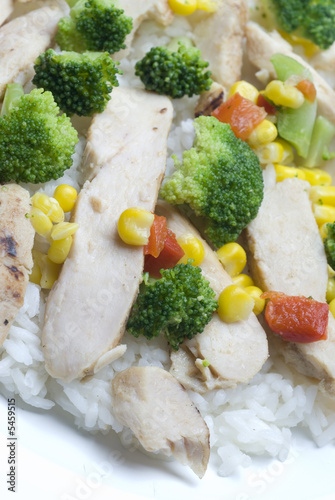 grilled chicken breast white meat filet with vegetables   rice