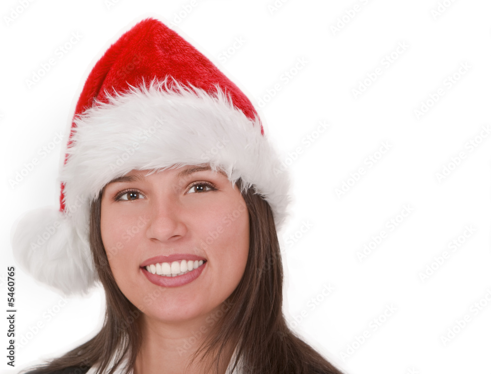 Portrait of a smiling girl wearing a red Santa's hat. Portrait of a smiling girl wearing a red Santa's hat.