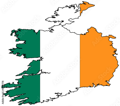 Flagge und Karte von Irland 
