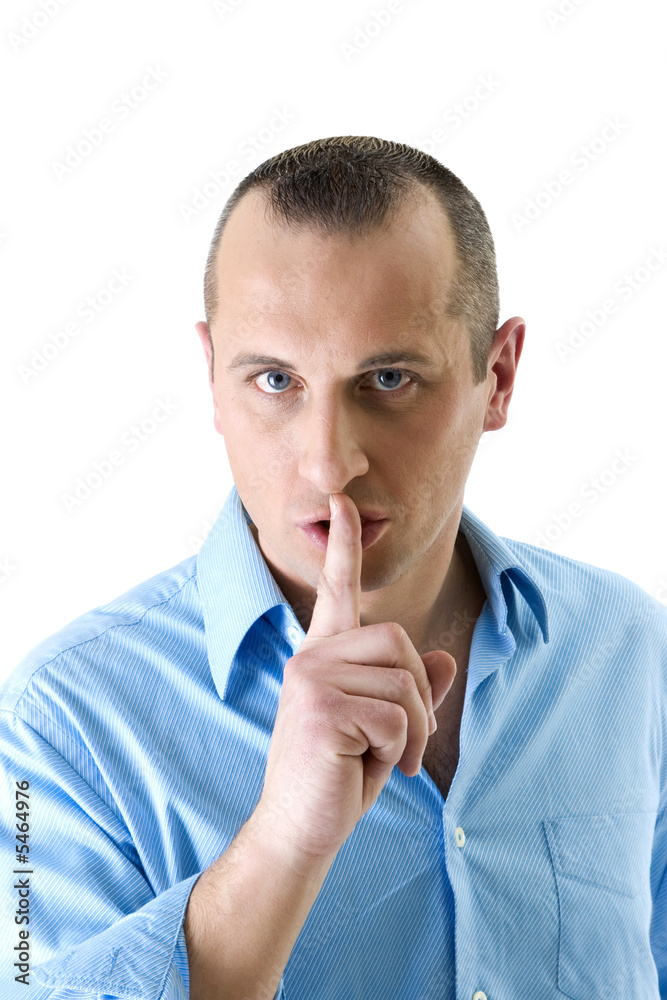 young man with blue eyes on white background young man with blue eyes on white background