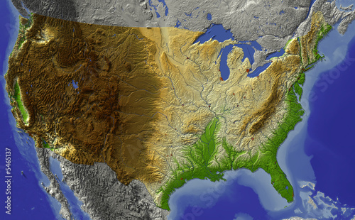 Relief map of conterminous USA.