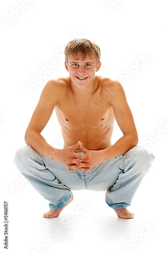 nice man in jeans isolated on white background