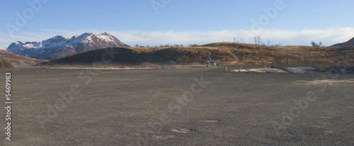 Photography small plane after a landing on a dirt airstrip