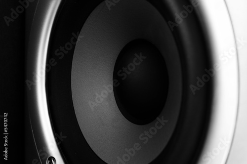 Side view closeup of a speaker woofer