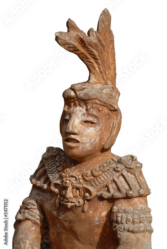 Mayan or incan statue isolated on white background