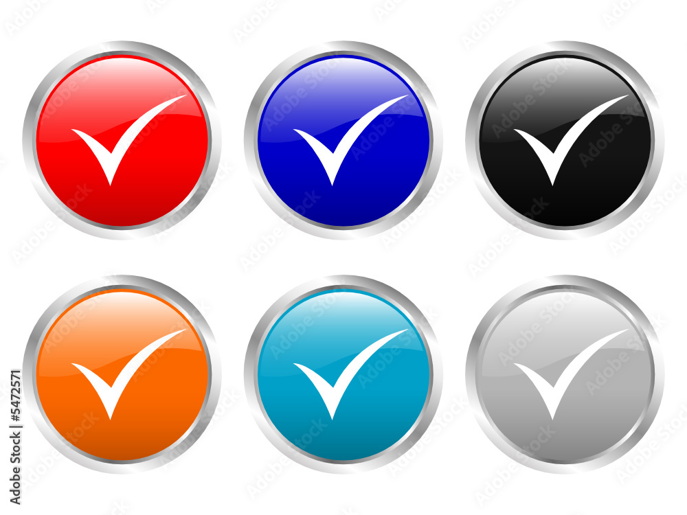 glossy buttons check symbol glossy buttons check symbol