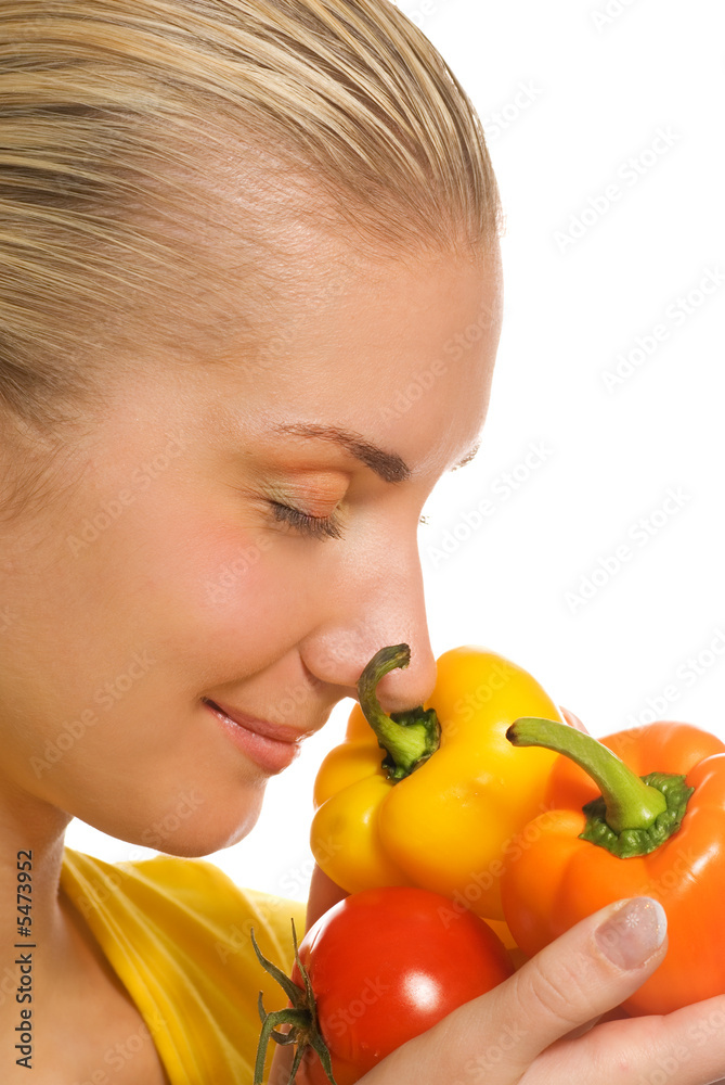 Beautiful girl with fresh vegetables Beautiful girl with fresh vegetables