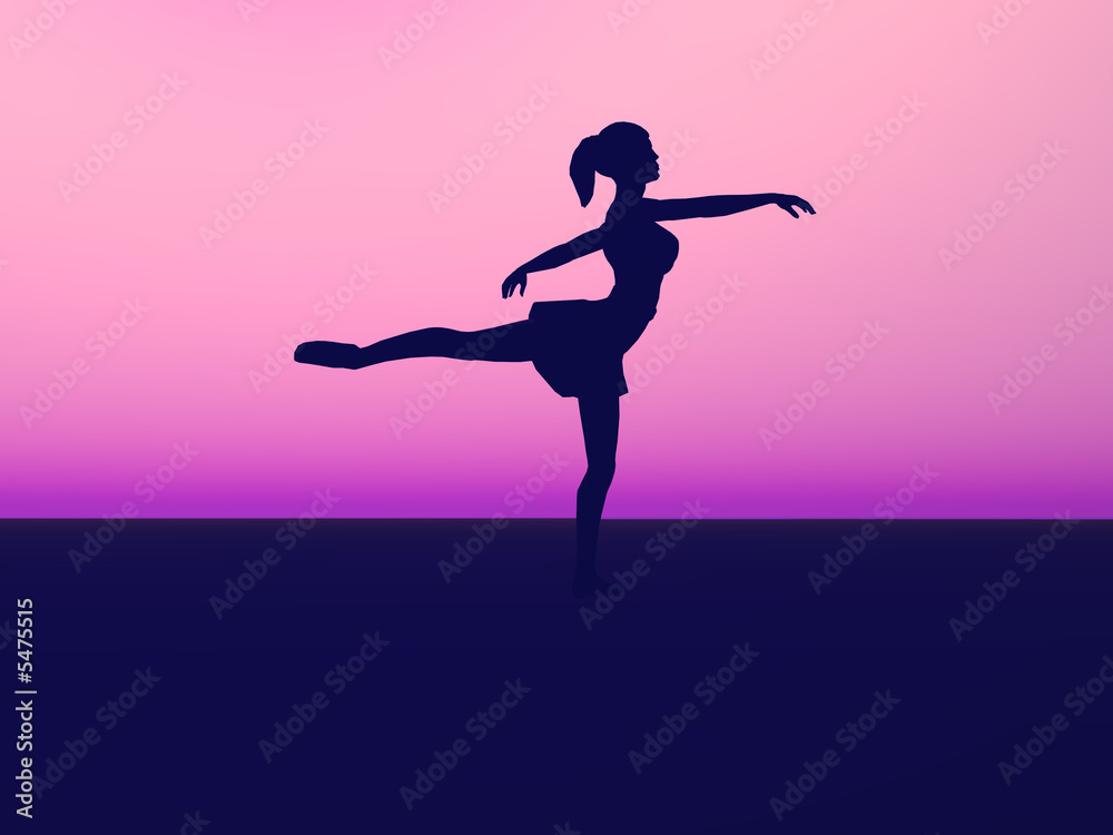 Silhouette of a ballet dancer.