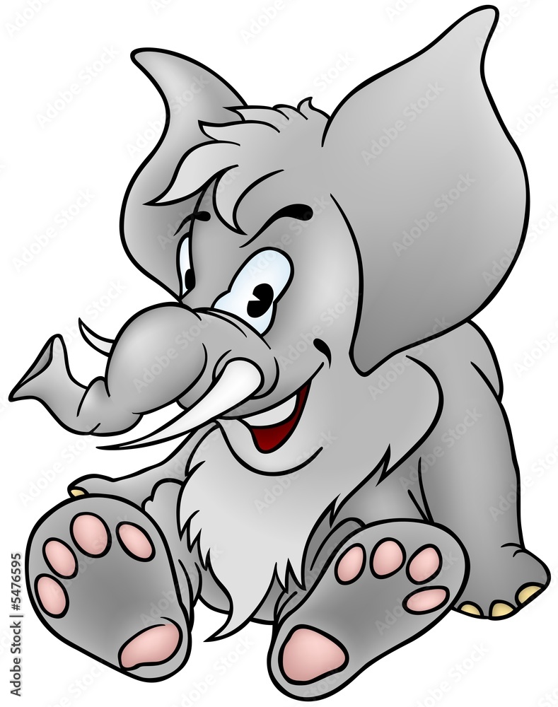 Fototapeta premium Gray Mammoth - detailed cartoon illustration