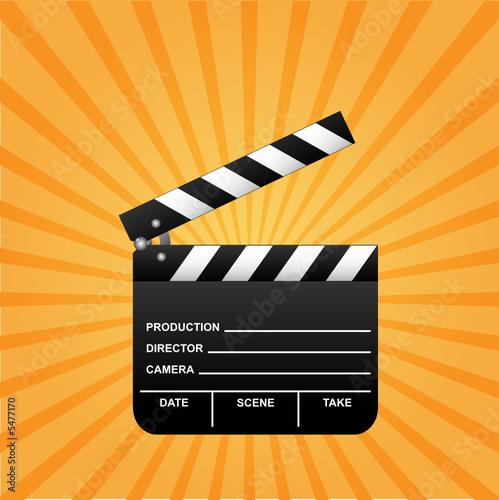 Open clapboard on orange beams background.