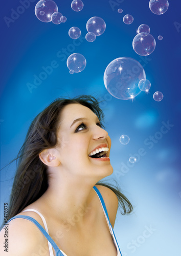 young girl with soap-bubbles