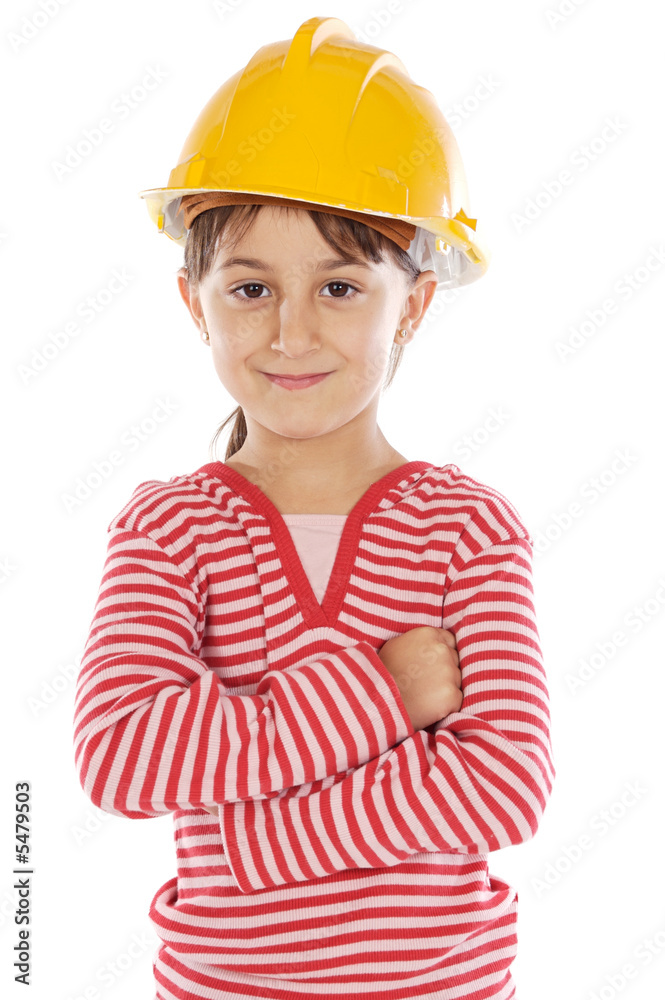 future engineer girl a over white background