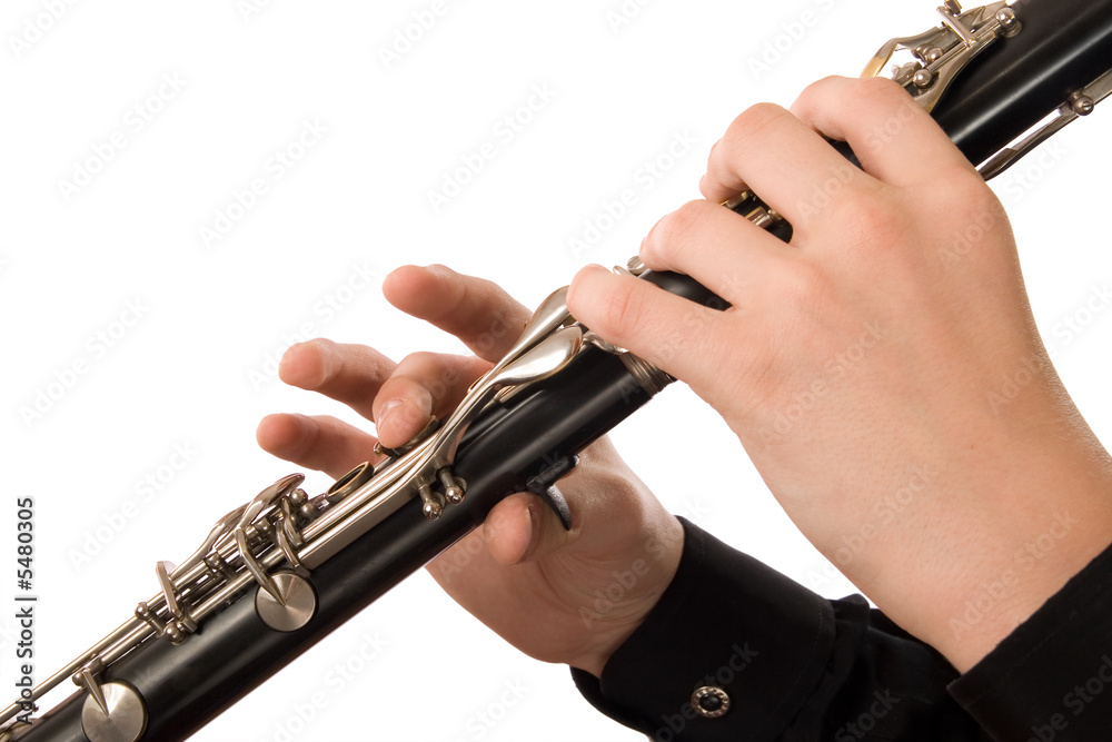 Fototapeta premium Clarinet player. It is isolated on a white background.