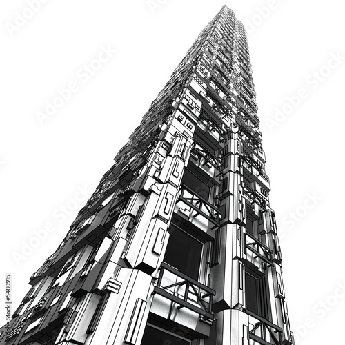 Futuristis Industry Skyscraper on White Background photo