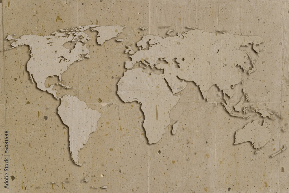 vintage stone texture with world shape and shadows