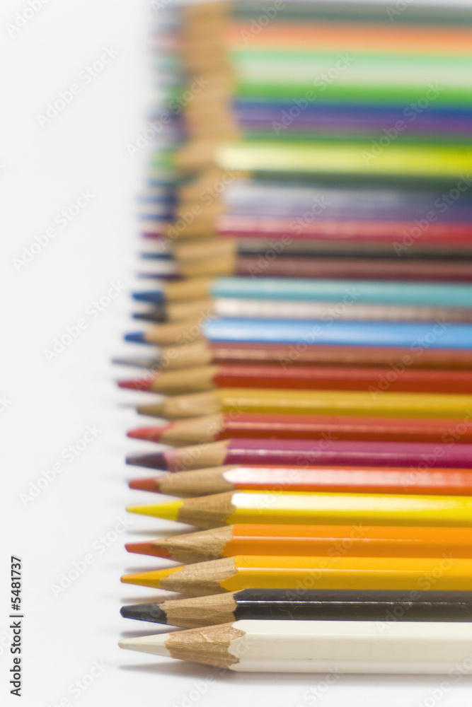 Fototapeta premium colorful pencils on white background in horizontal position
