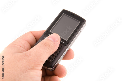 Wallpaper Mural Cell phone in hand isolated on white background Torontodigital.ca