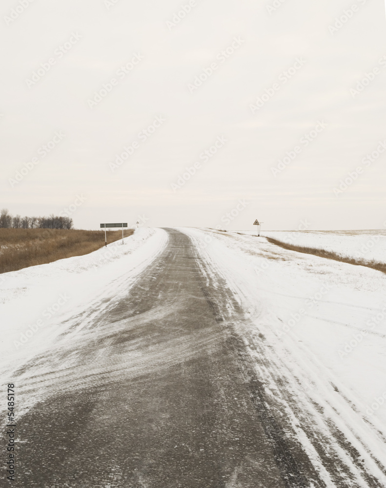 winter road in nothern Kazakhstan