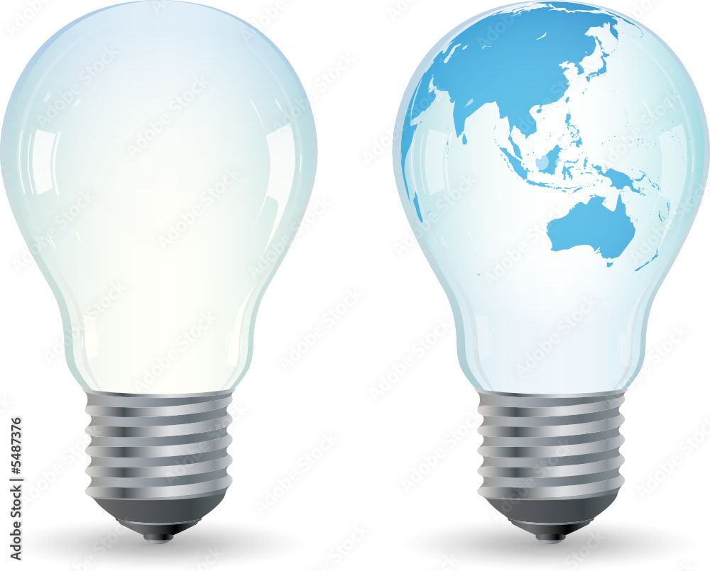 Ampoule avec planète terre, image vectorielle Ampoule avec planète terre, image vectorielle