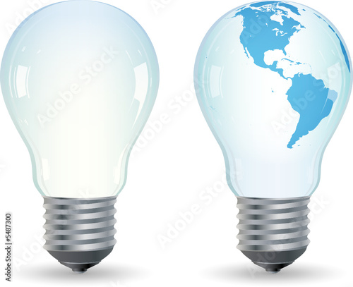 Ampoule avec planète terre, image vectorielle