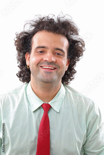 Portrait of an adult man with red tie . photo