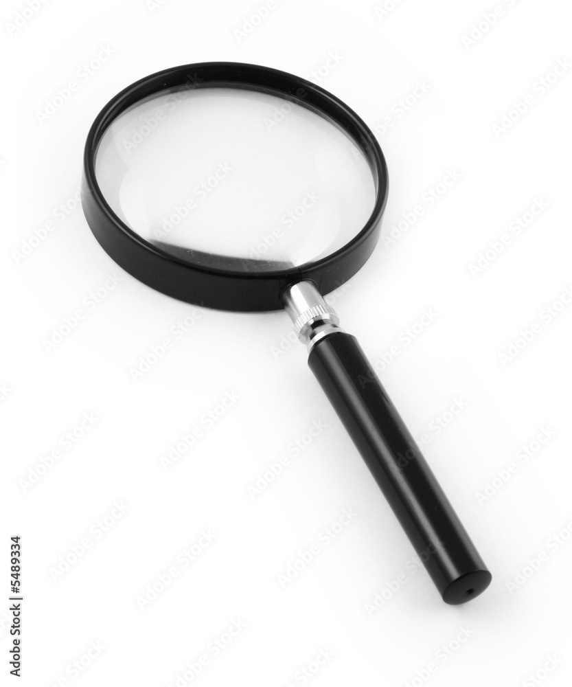magnifying glass on white, minimal shadow underneath magnifying glass on white, minimal shadow underneath