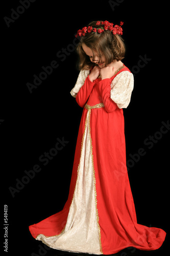 little girl dressed as princess, studio shot