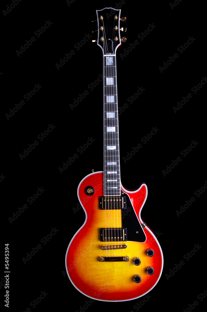 Naklejka premium extraordinary beautiful custom guitar isolated on black