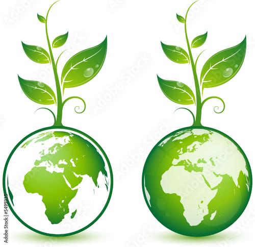 Planète terre avec plante verte, image vectorielle