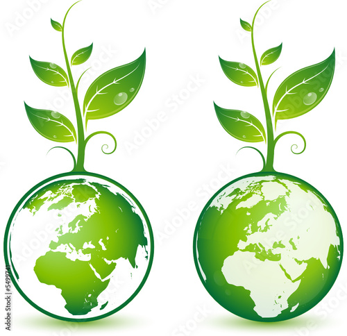 Planète terre avec plante verte, image vectorielle